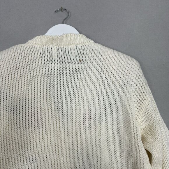 Vintage Nuggets Womens Sweater M White Floral Cardigan Hand Knitted Cottagecore - Picture 11 of 15